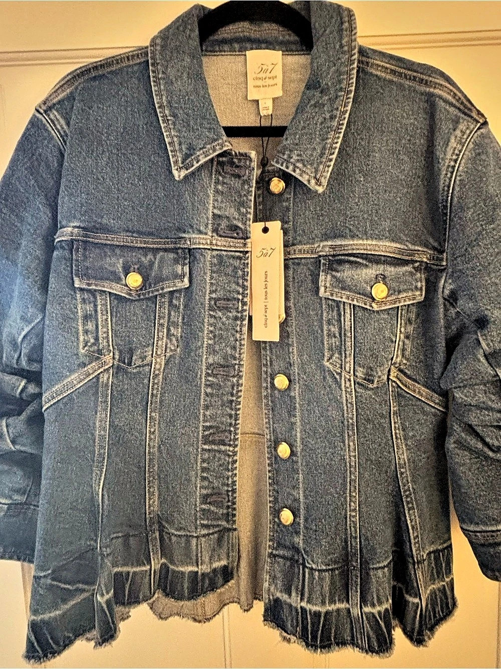 Cinq a Sept Gina Peplum 3/4 denim jacket